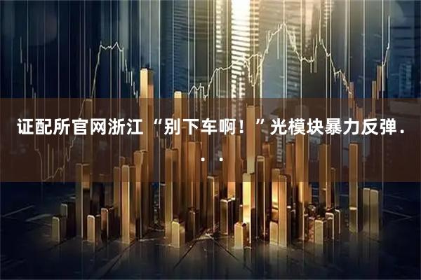 证配所官网浙江 “别下车啊！”光模块暴力反弹．．．